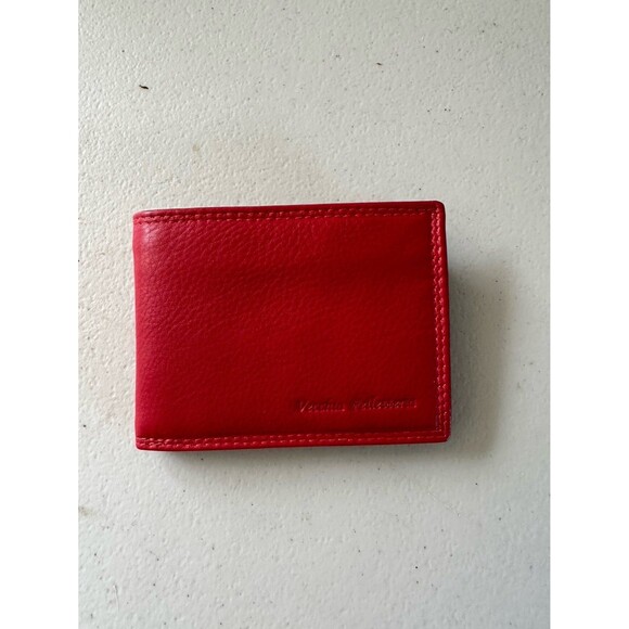 NWOT Vecchia Pelletteria Vera Pelle Men's Red Soft Leather Bi-Fold Wallet